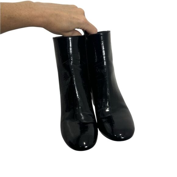 Tory Burch Brooke 70 MM Booties Croc Embosssed Black Ankle Boots - Picture 7 of 15